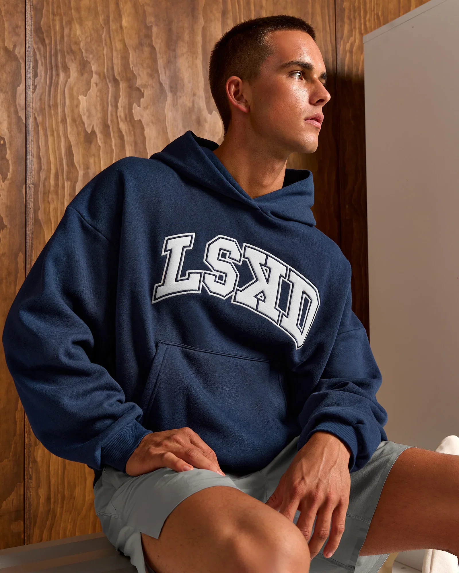 Image of Varsity Boxy Hoodie - Future Navy-White