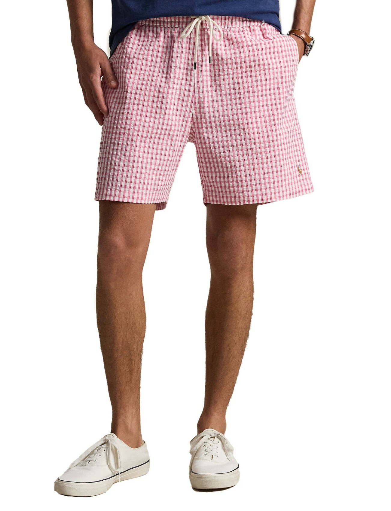 Zwemshort Polo Ralph Lauren roze met ruitdessin normale fit