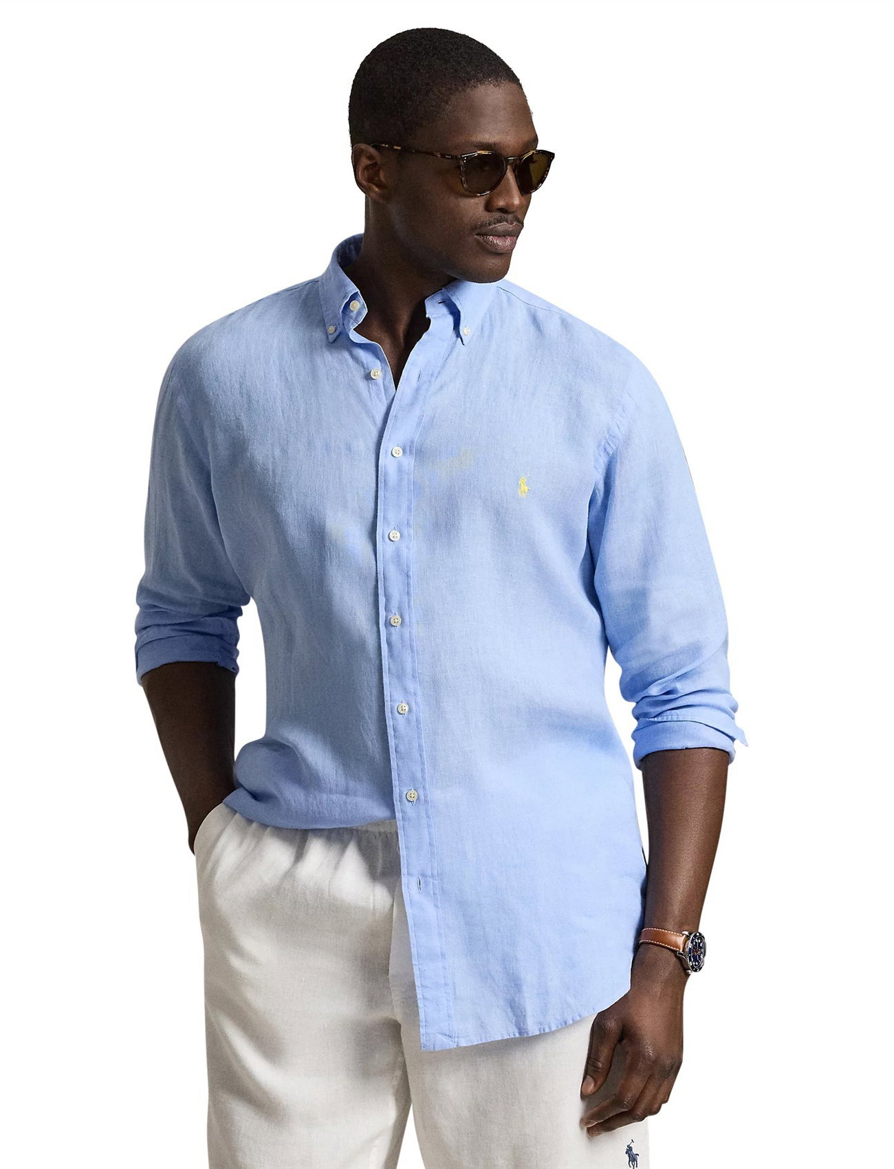 Overhemd lichtblauw Polo Ralph Lauren Big & Tall linnen