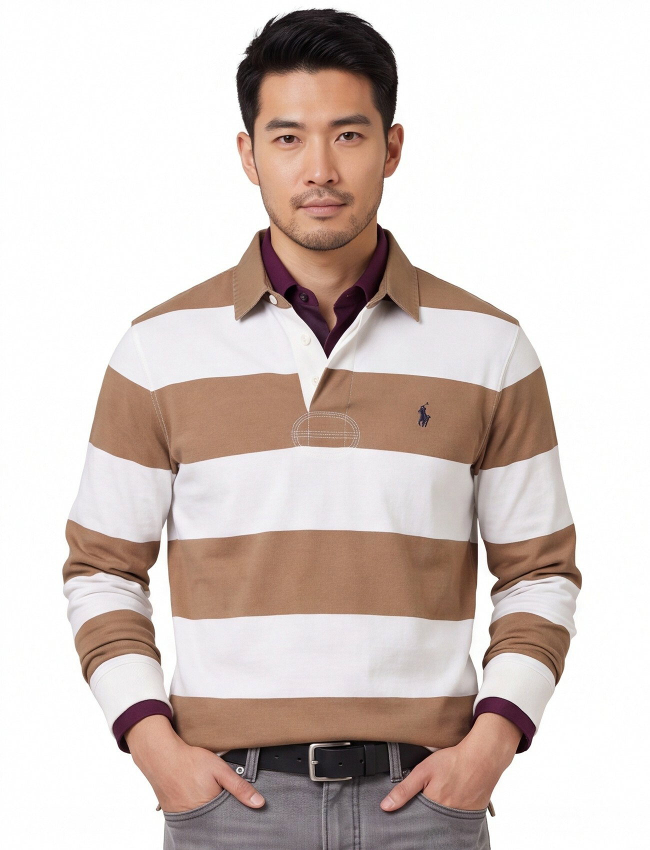 Polo Ralph Lauren poloshirt wit bruin gestreept katoen