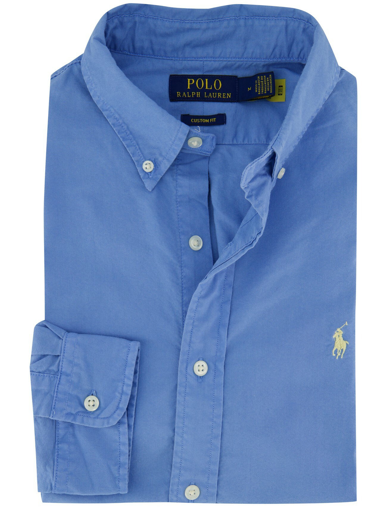 Blauwe Polo Ralph Lauren overhemd Custom Fit  button-down boord