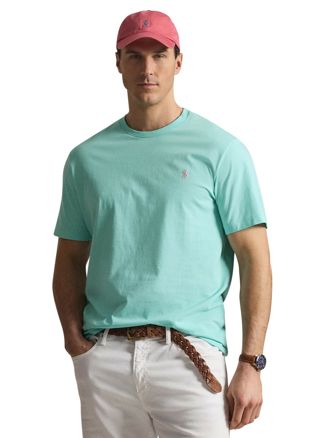 Turquoise T-shirt Polo Ralph Lauren Big & Tall roze logo
