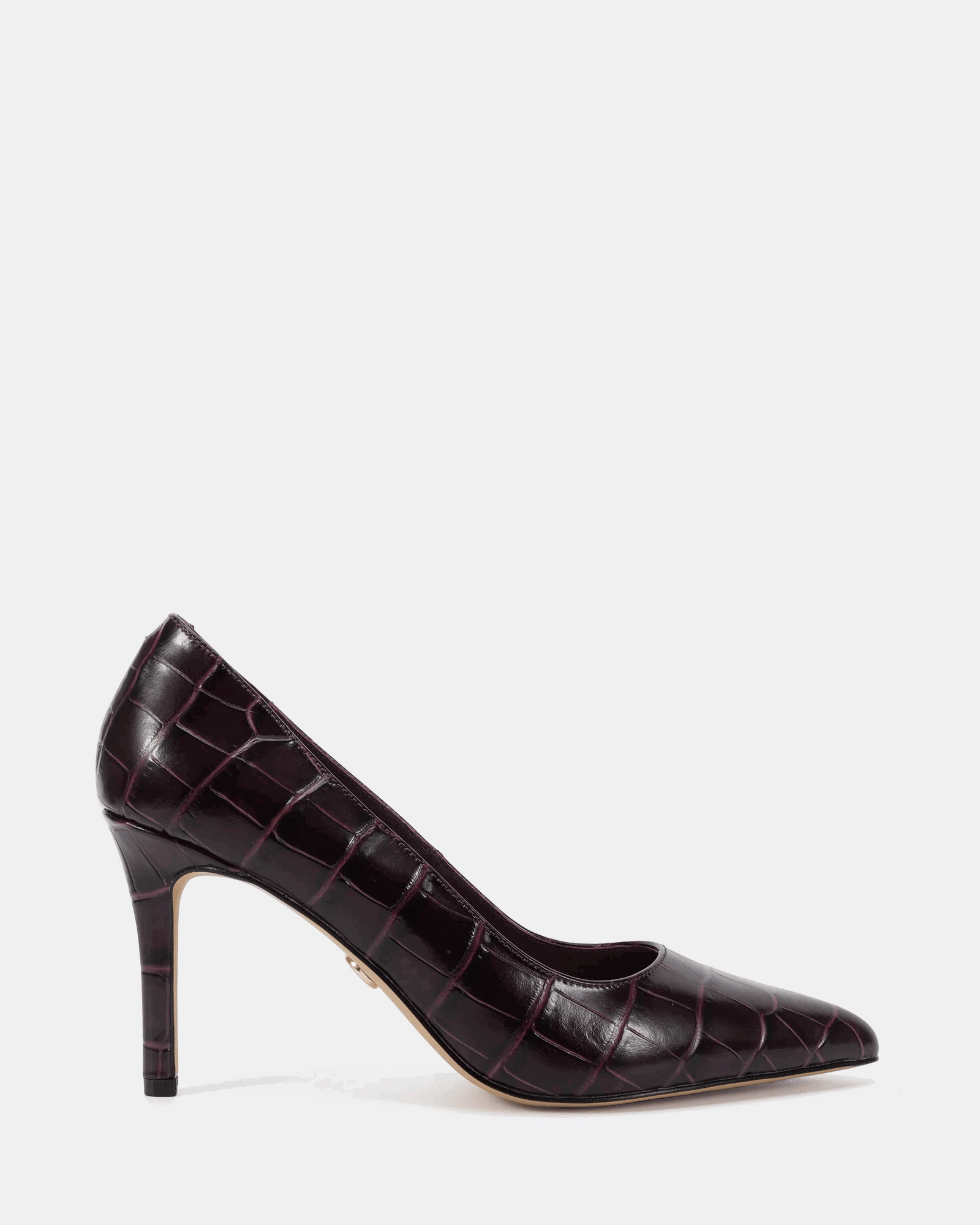 Ravyn Raisin Croc Embossed Leather Pump