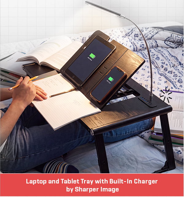 Laptop and Tablet Tray with Built-In Charger by Sharper Image