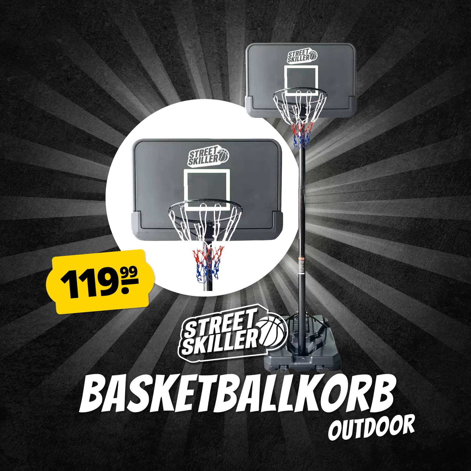 STREETSKILLER höhenverstellbarer Outdoor Basketballkorb 
