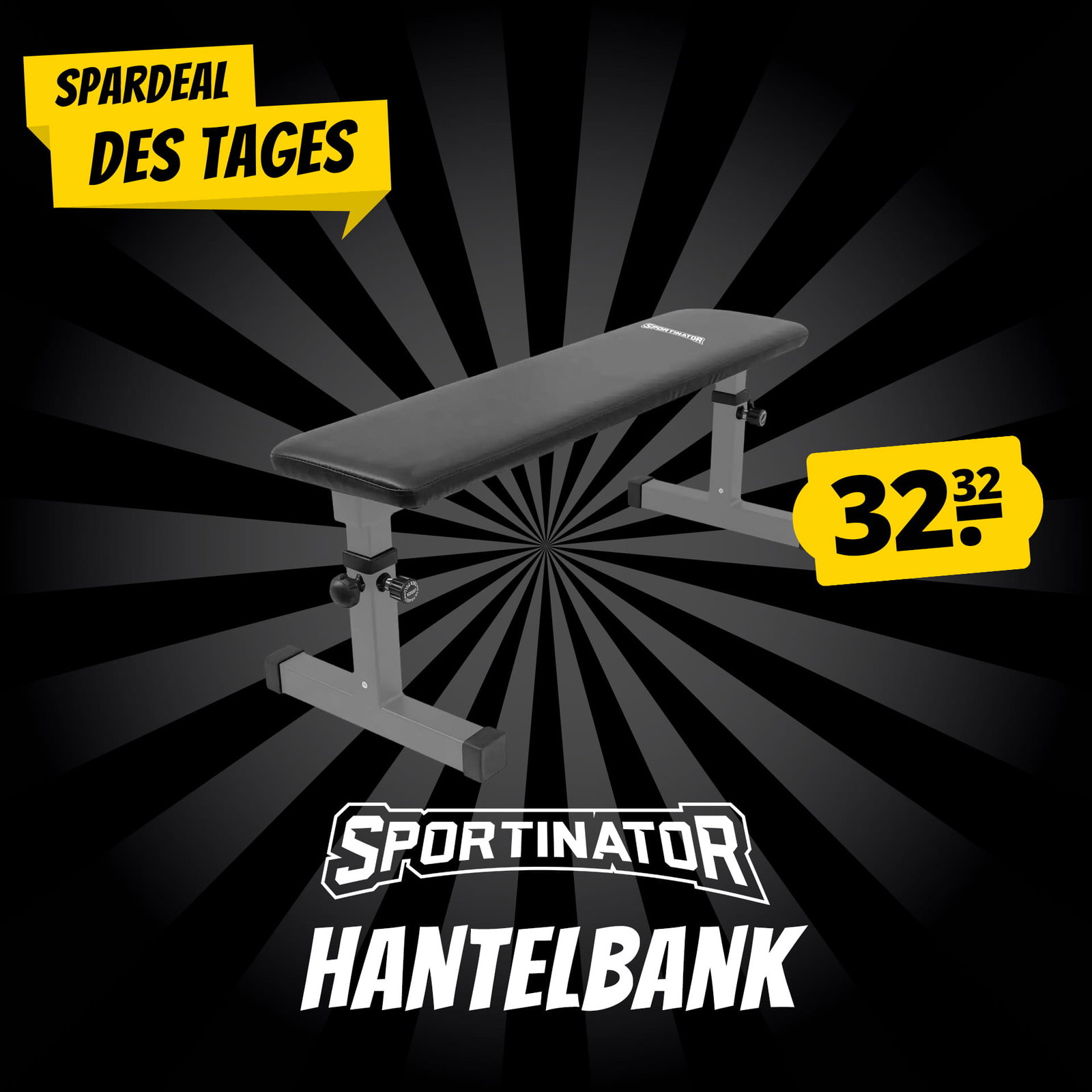 SPORTINATOR verstellbare Flachbank Hantelbank grau