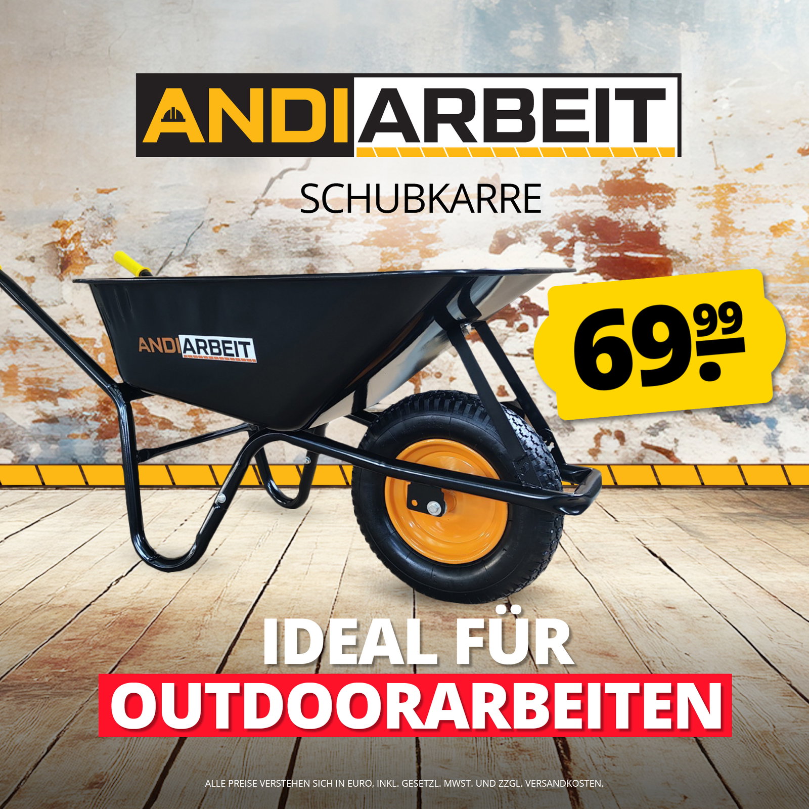 ANDIARBEIT® "Kraftpaket" Schubkarre 100 Liter schwarz