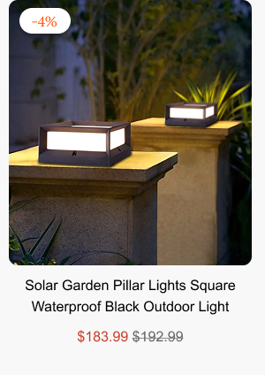 Solar Garden Pillar Lights Square Waterproof Black Outdoor Light