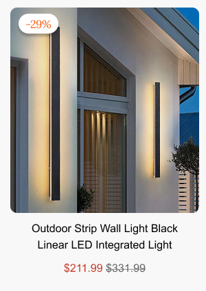 Outdoor Strip Wall Light Black Linear LED Integrated Light