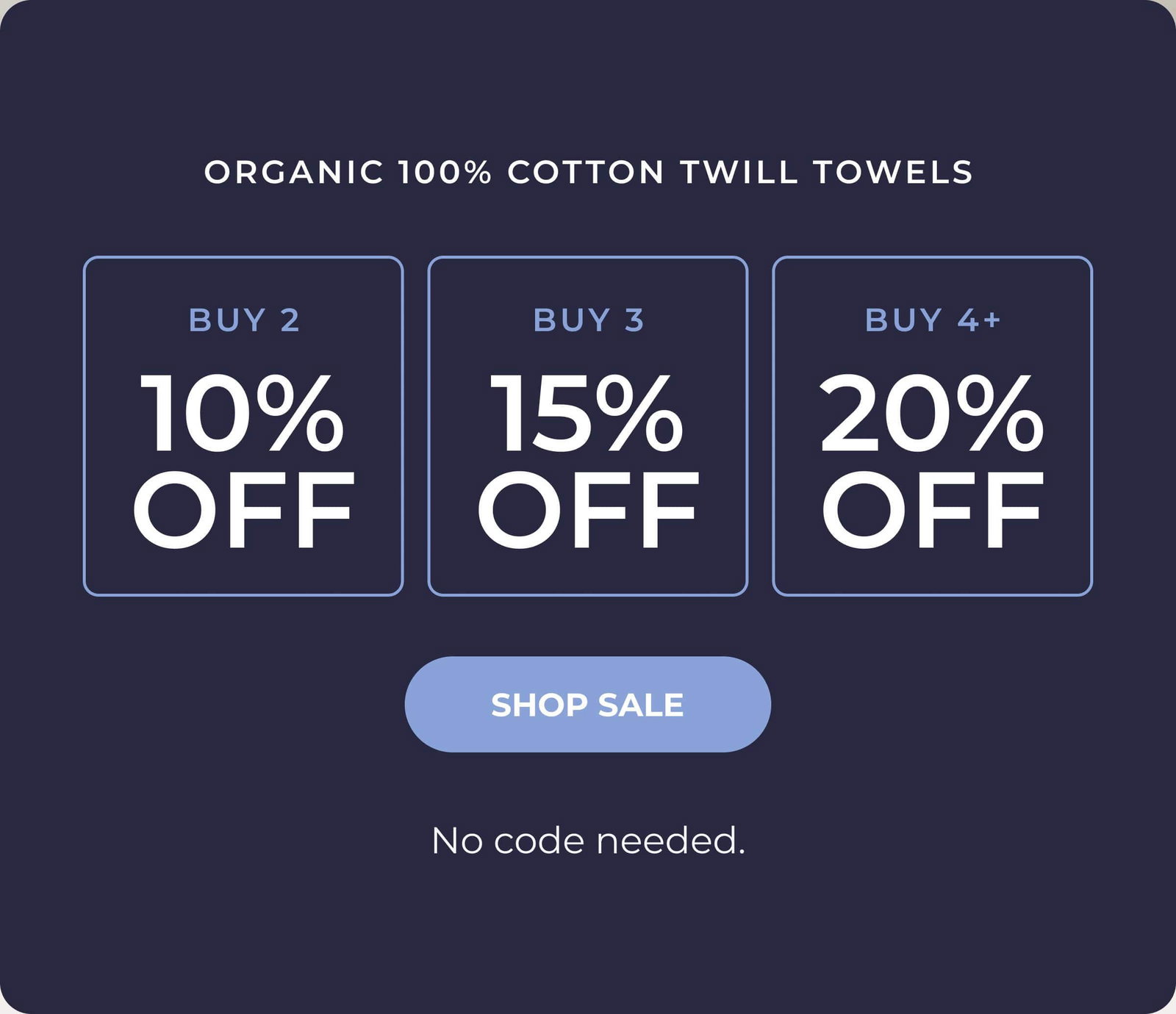 Organic 100% Cotton Twill Towels