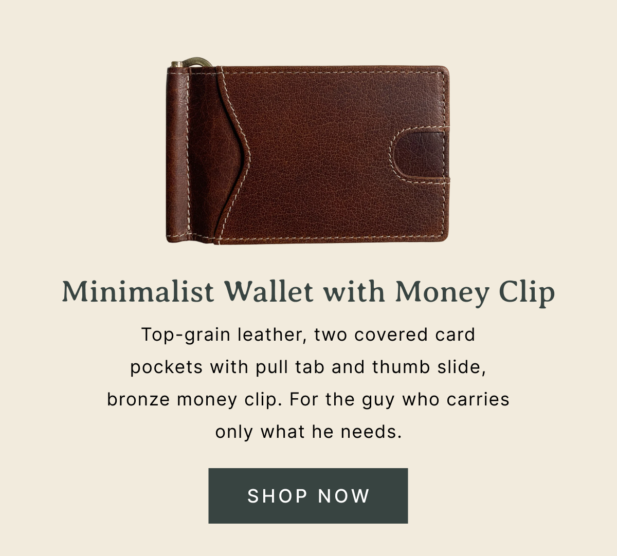 Shop Now - Minimalist Wallet with Money Clip