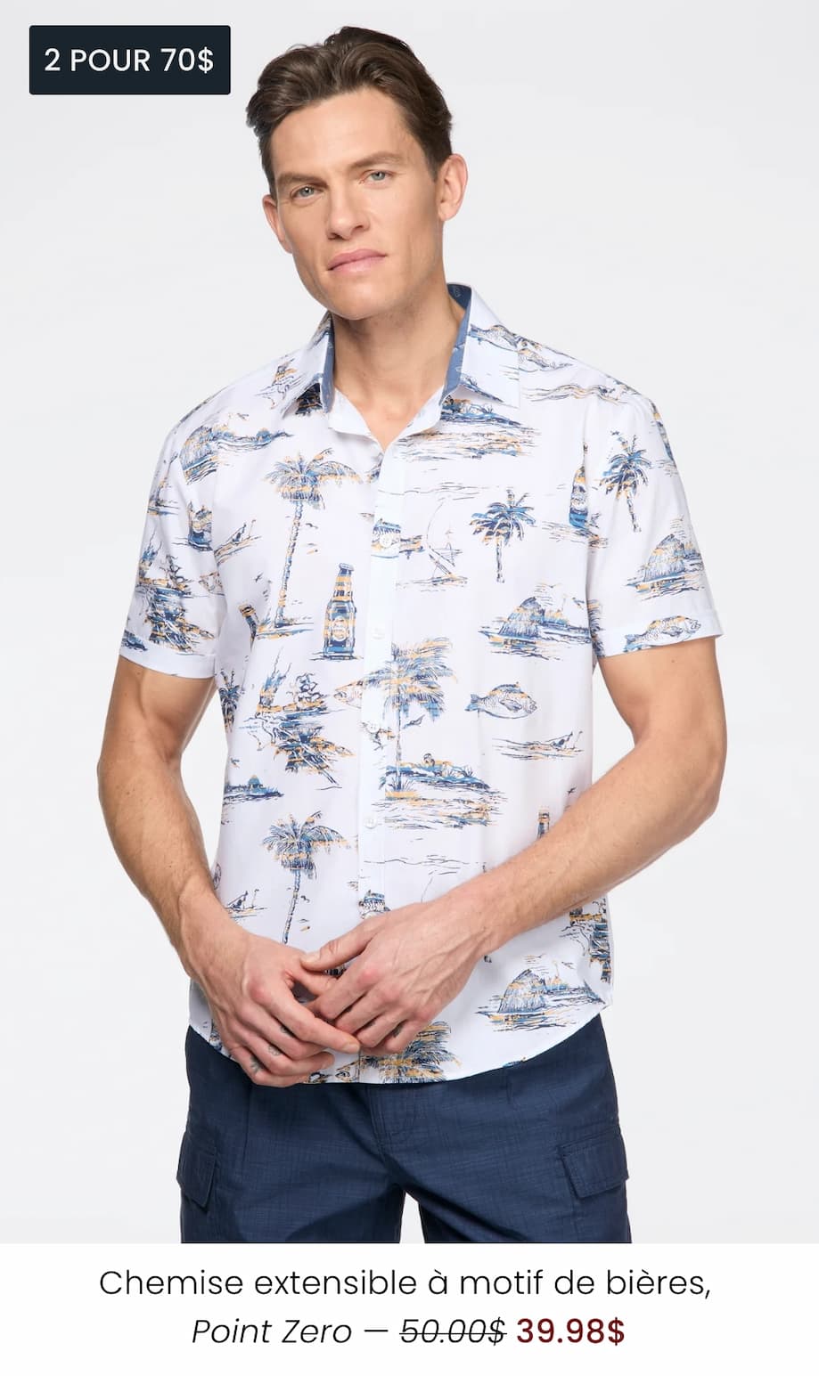 Chemise extensible à motif de bières
