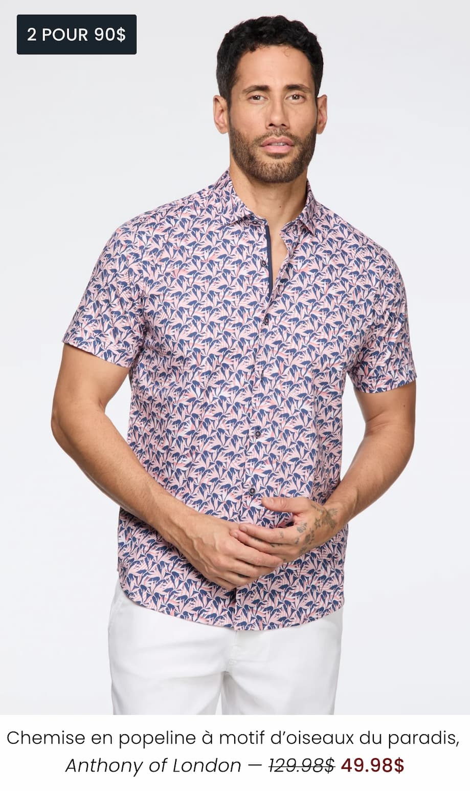 Chemise en popeline à motif d'oiseaux du paradis