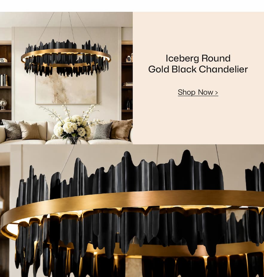 Iceberg Round Gold Black Chandelier