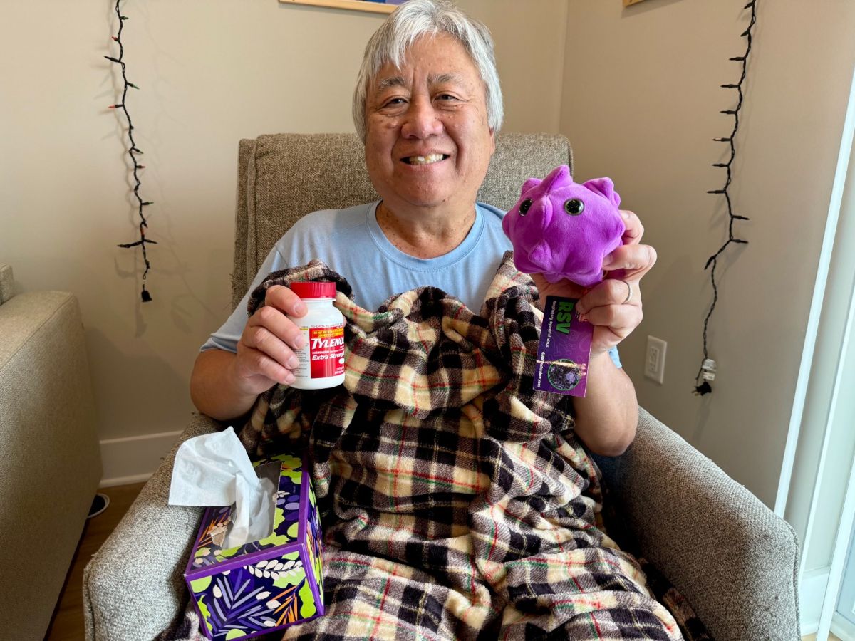 Dad with RSV plush