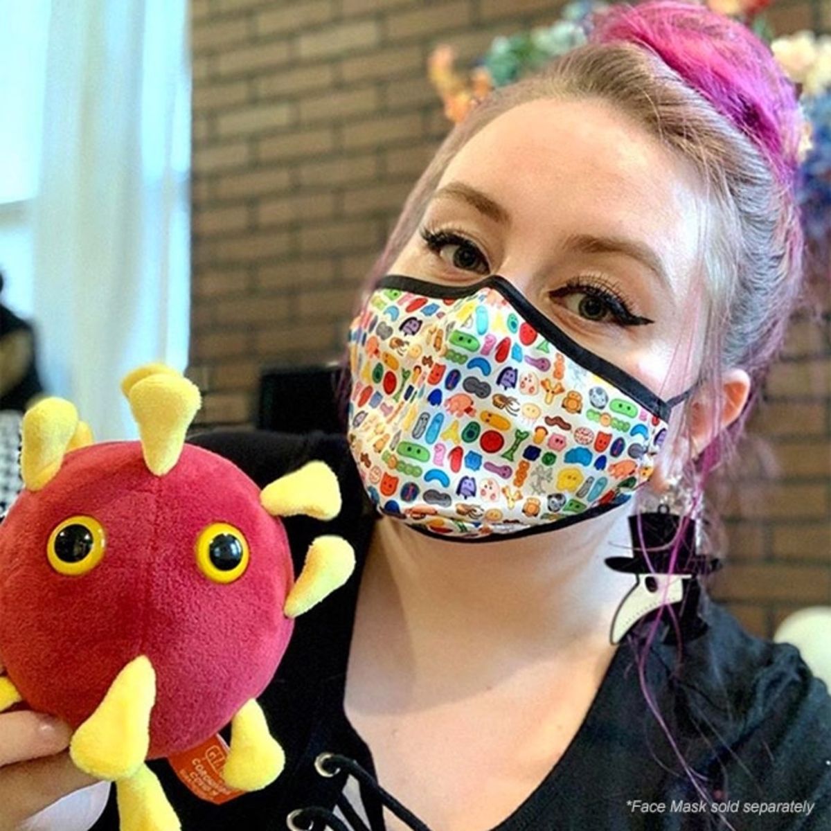 Measles and MMR plushies on bag