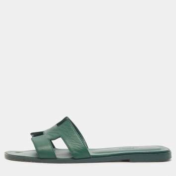 Oran Size 38 Green Leather Fla
