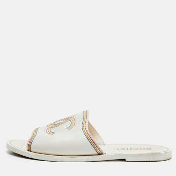 CC Size 37 White Leather Rainb