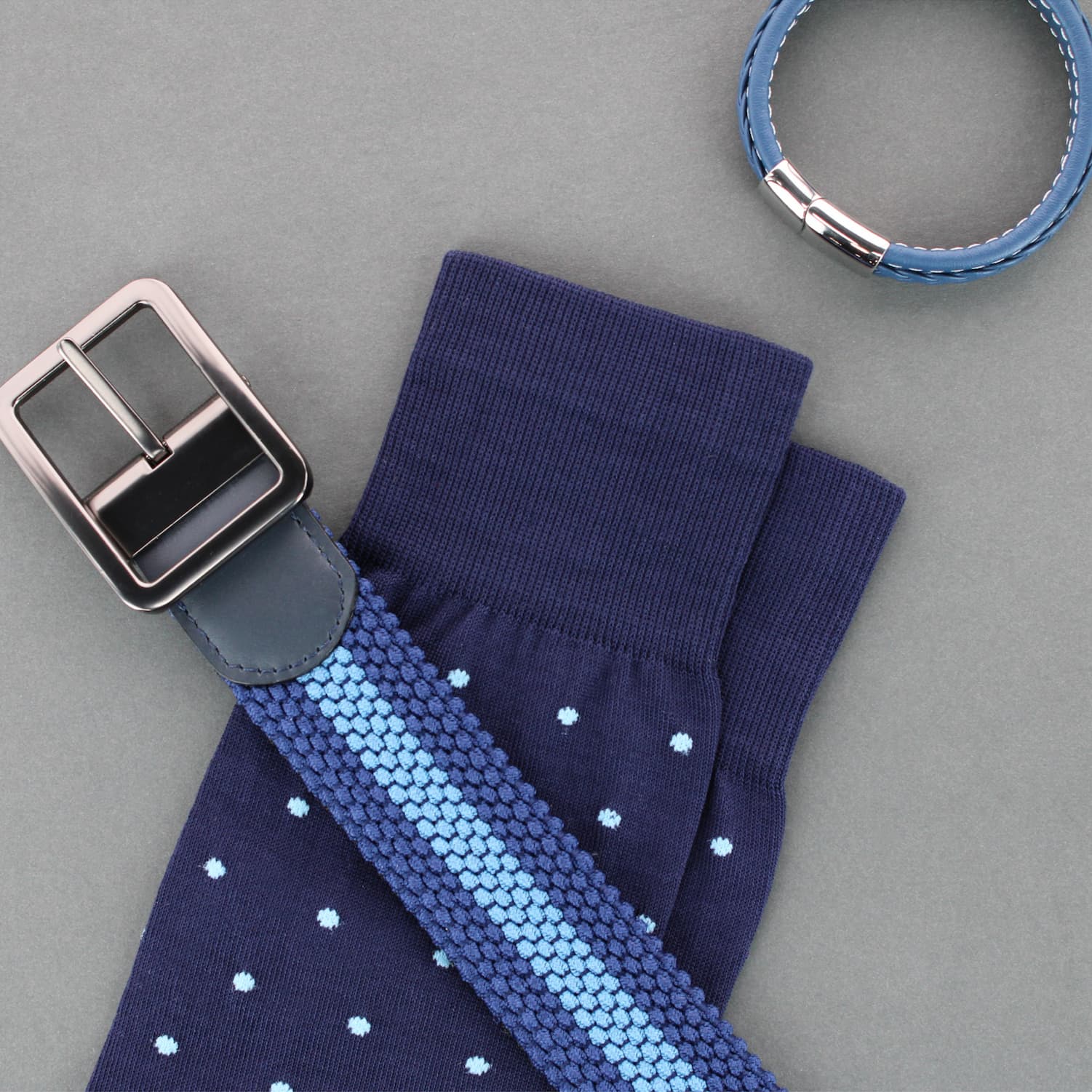 Trafalgar dress socks, elastic belt and bracelet