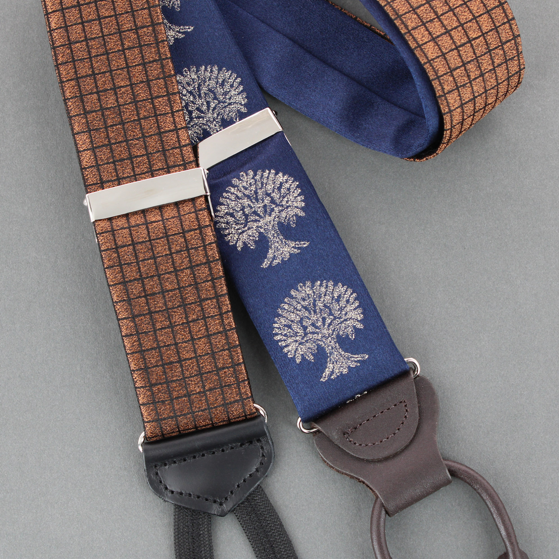 Braces in brown and blue tree
