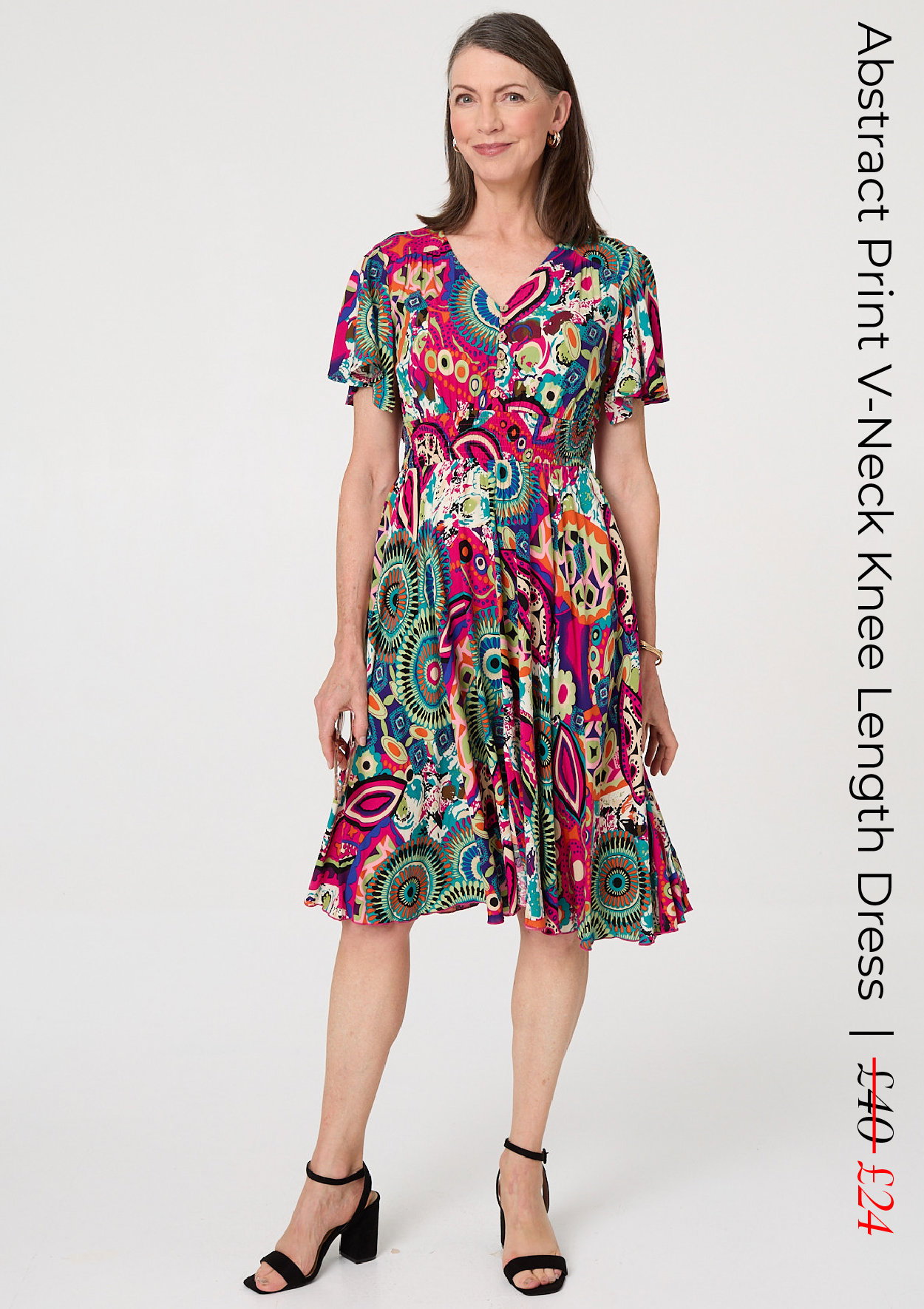 Abstract Print V-Neck Knee Length Dress | Shop Now