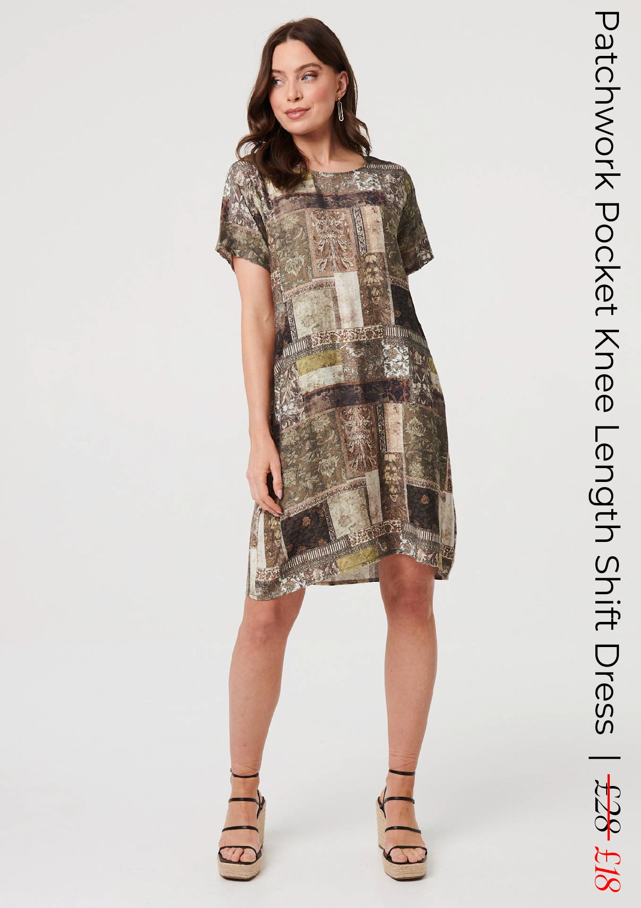 Patchwork Pocket Knee Length Shift Dress | Shop Now