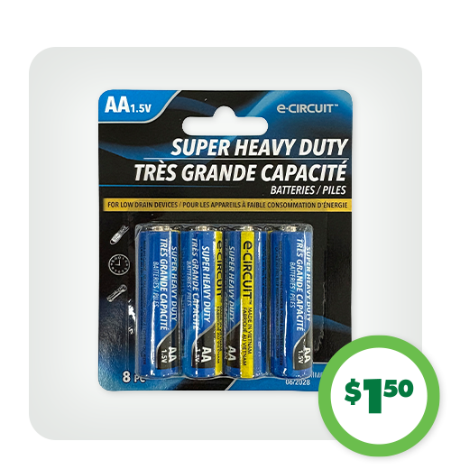 $1.50 8-pc. AA Batteries