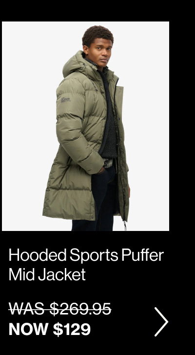 Hooded Sports Puffer Mid Jacket