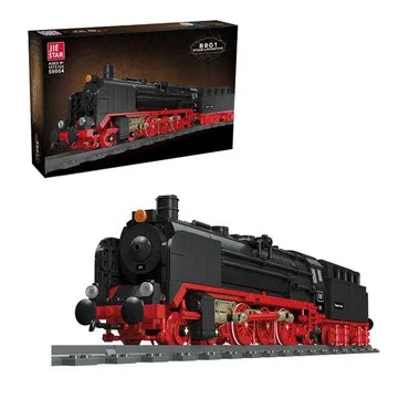 JIE-STAR 59001 59002 59003 59004 59005 Steam Train City Heavy Freight Train Rails Assemble Model Building Block Brick Assembly Kit Kids Christmas Gift Toys