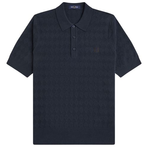 Fred Perry Pointelle Knitted Shirt - Navy