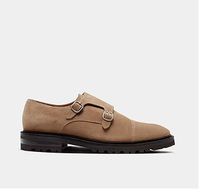Beige Chunky Monk Strap Shoe