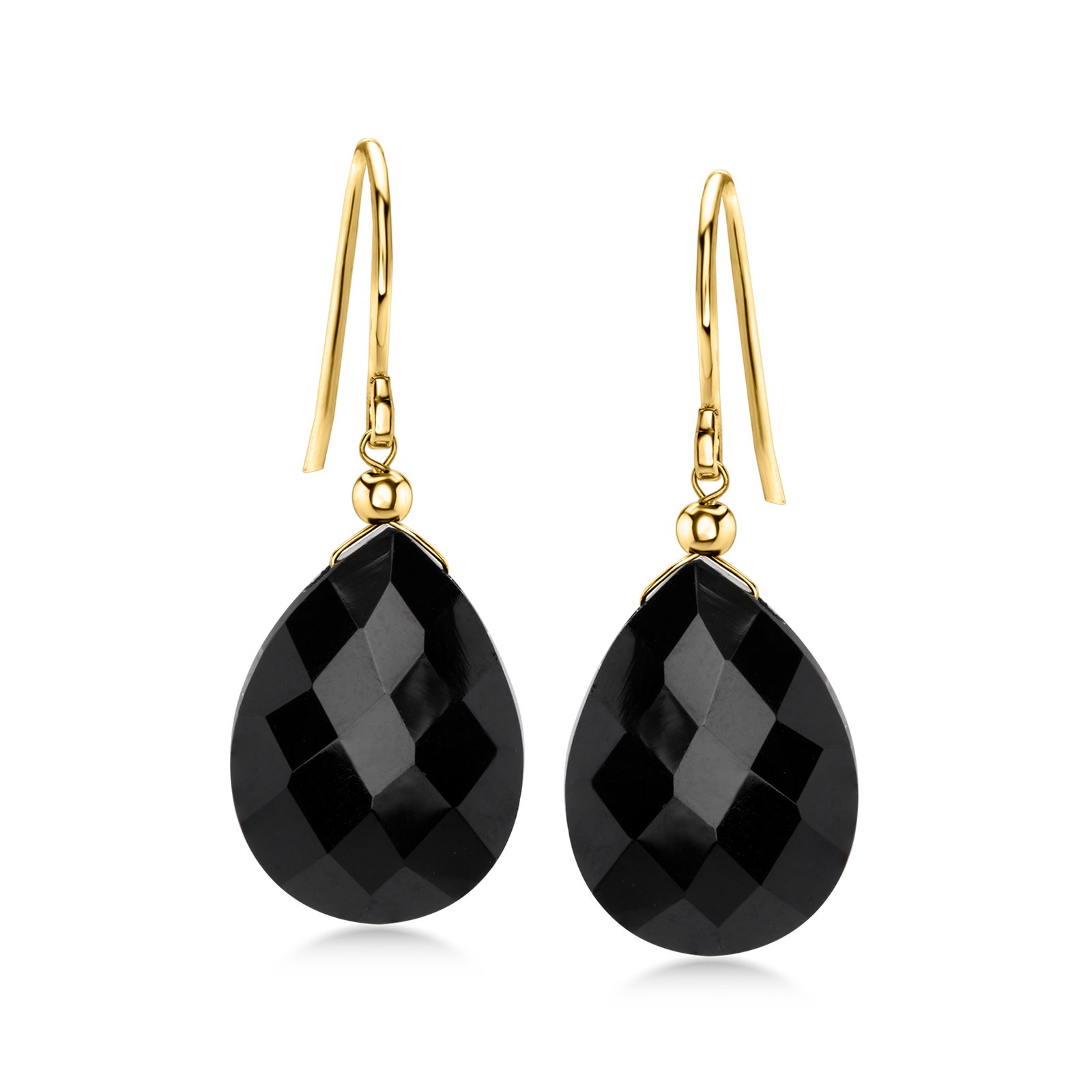 Image of Onyx Drop Earrings in 10kt Yellow Gold