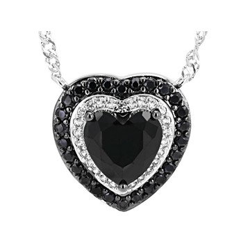 Black Spinel and Lab Created White Sapphire Rhodium Plated Necklace 2.60ctw