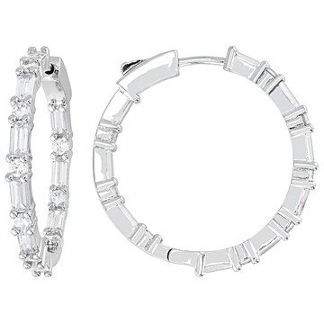 White Cubic Zirconia Rhodium Plated Hoops 7.73ctw