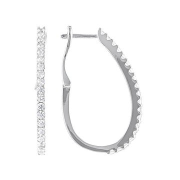 White Cubic Zirconia Rhodium Over Sterling Silver Hoop Earrings 3.60ctw