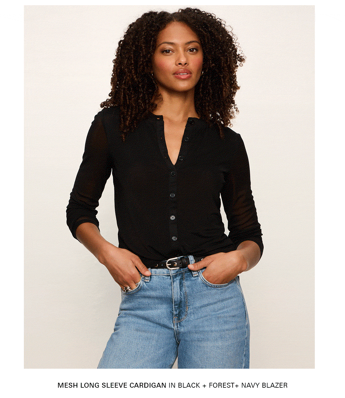 mesh long sleeve cardi