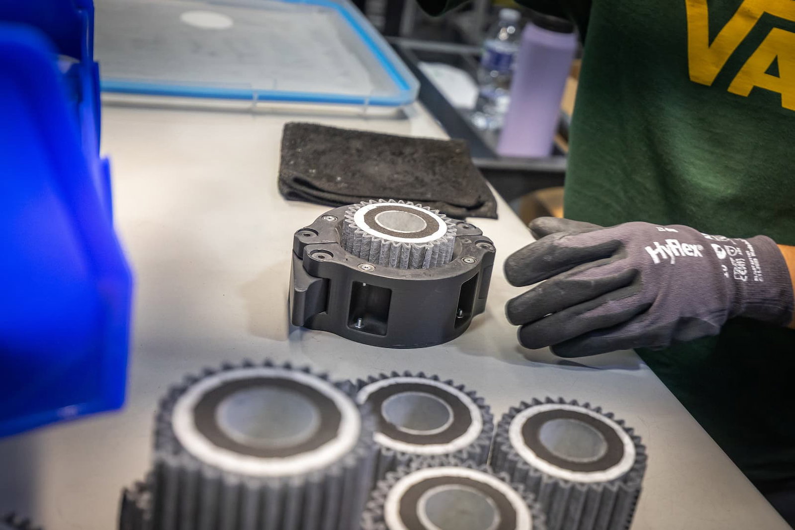 Production team member assembling Pure XP water filters at the Epic Water Filters facility.