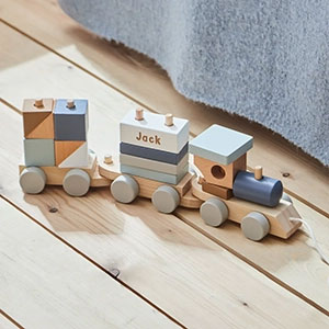Personalised Wooden Blue Pull Along Train FSC®