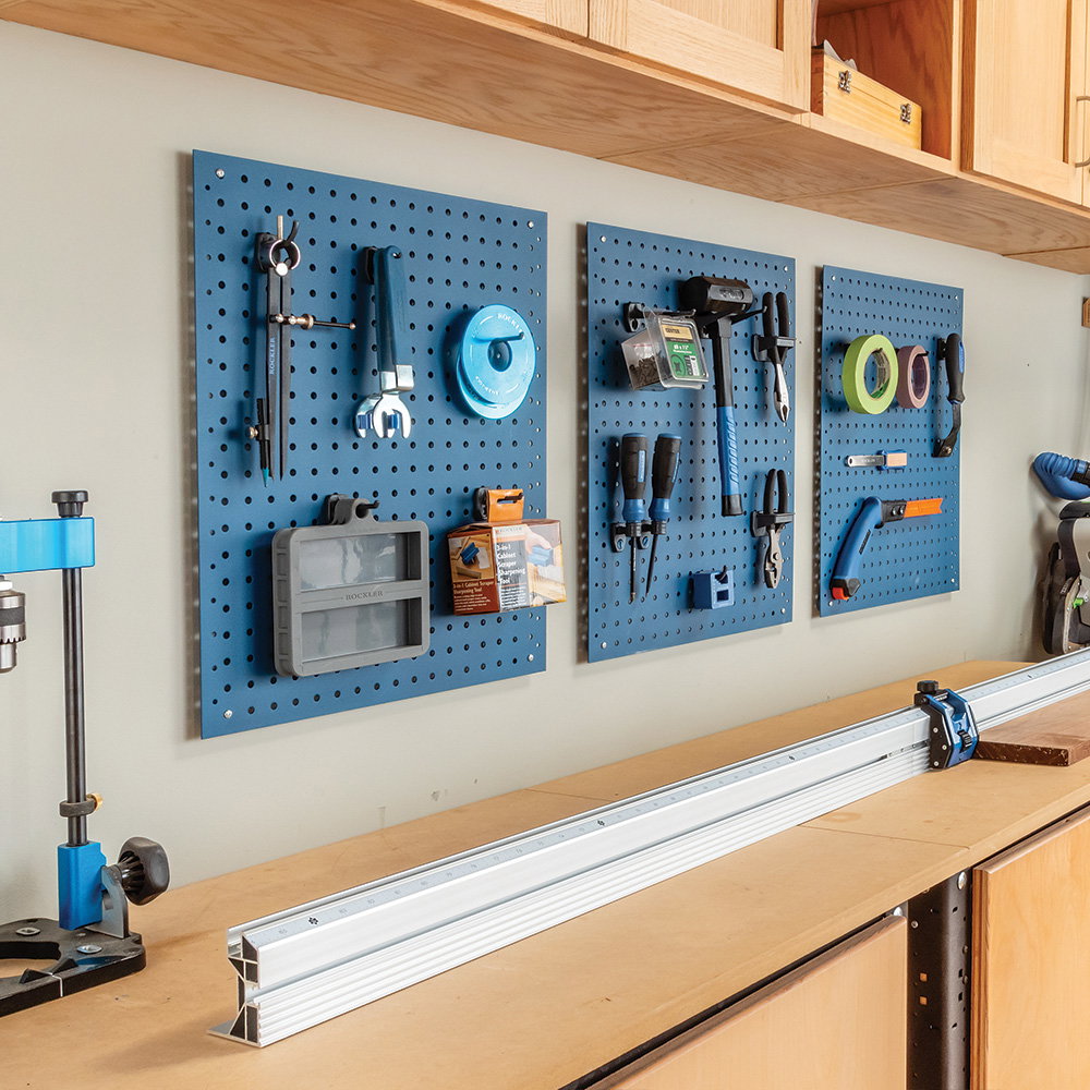 Hand Tools Hanging on a Workshop Wall