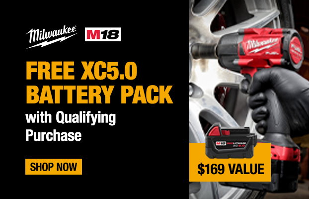 Milwaukee Free Battery Pack with Qualifying Purchase