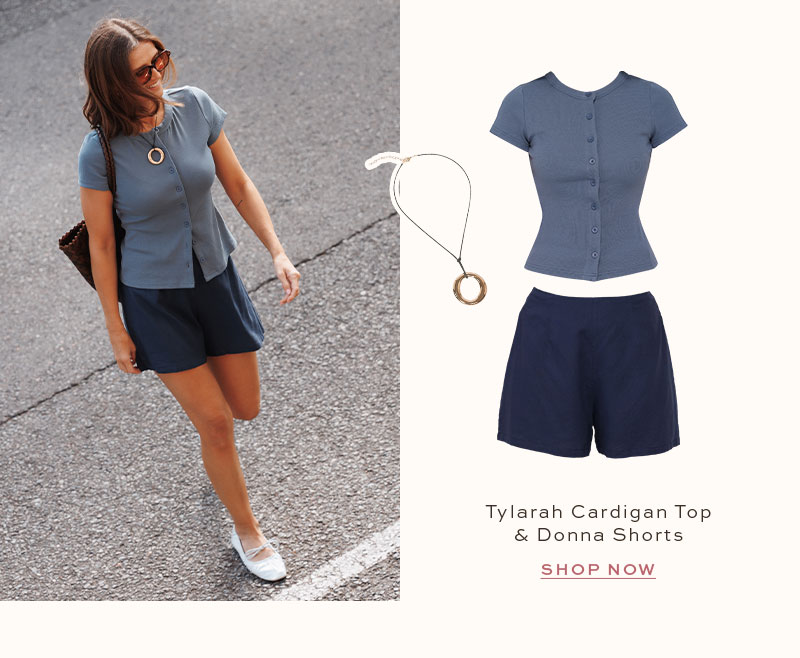 Tylarah Short Sleeve Cardigan Top - Denim Blue