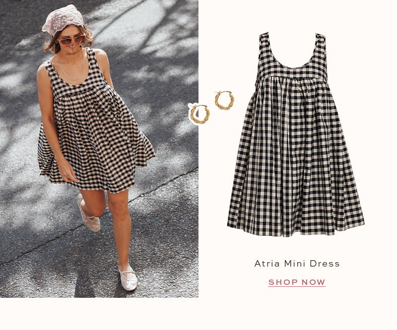 Atria Mini Dress - Black Cream Gingham