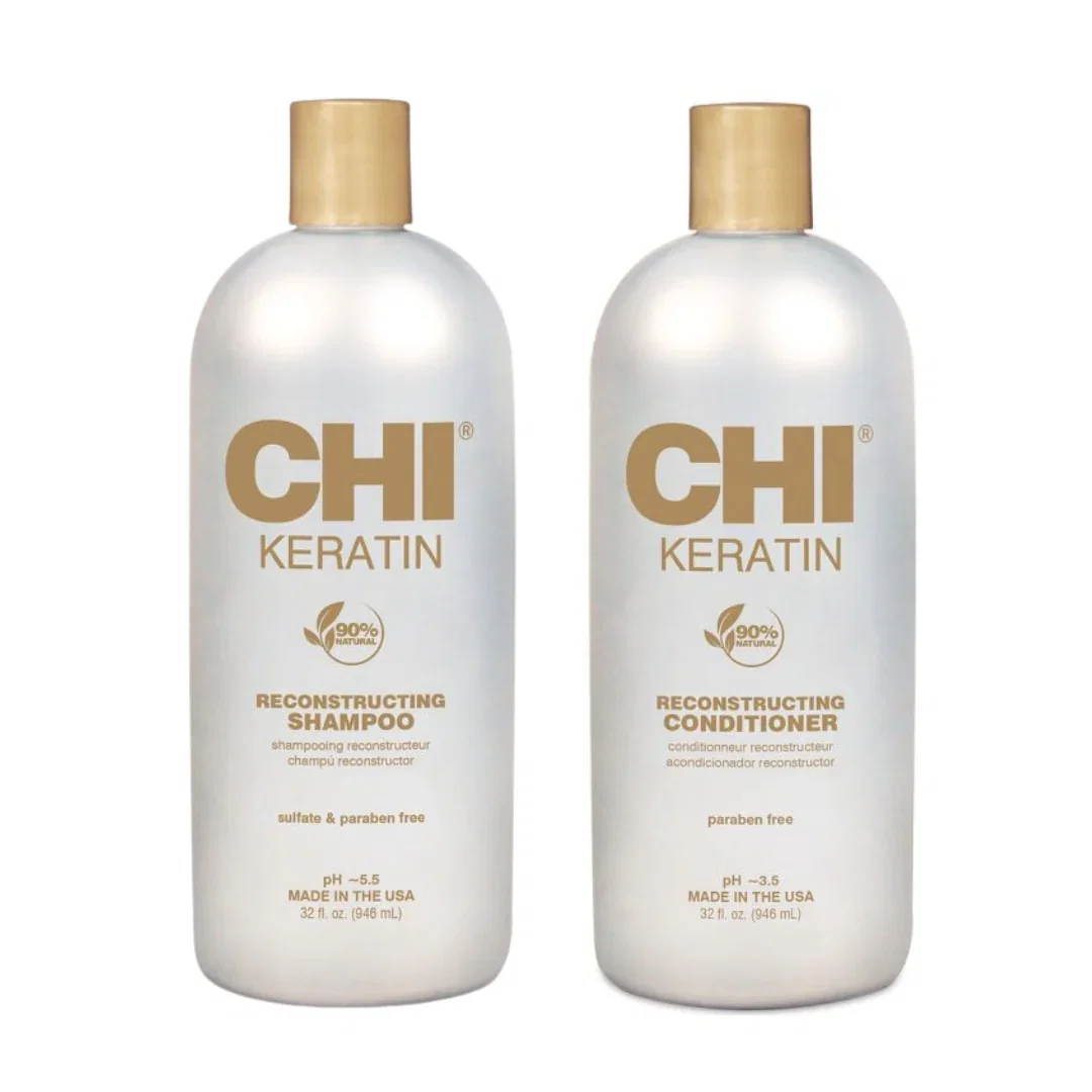 Image of CHI Keratin Shampoo + Conditioner 2x946ml