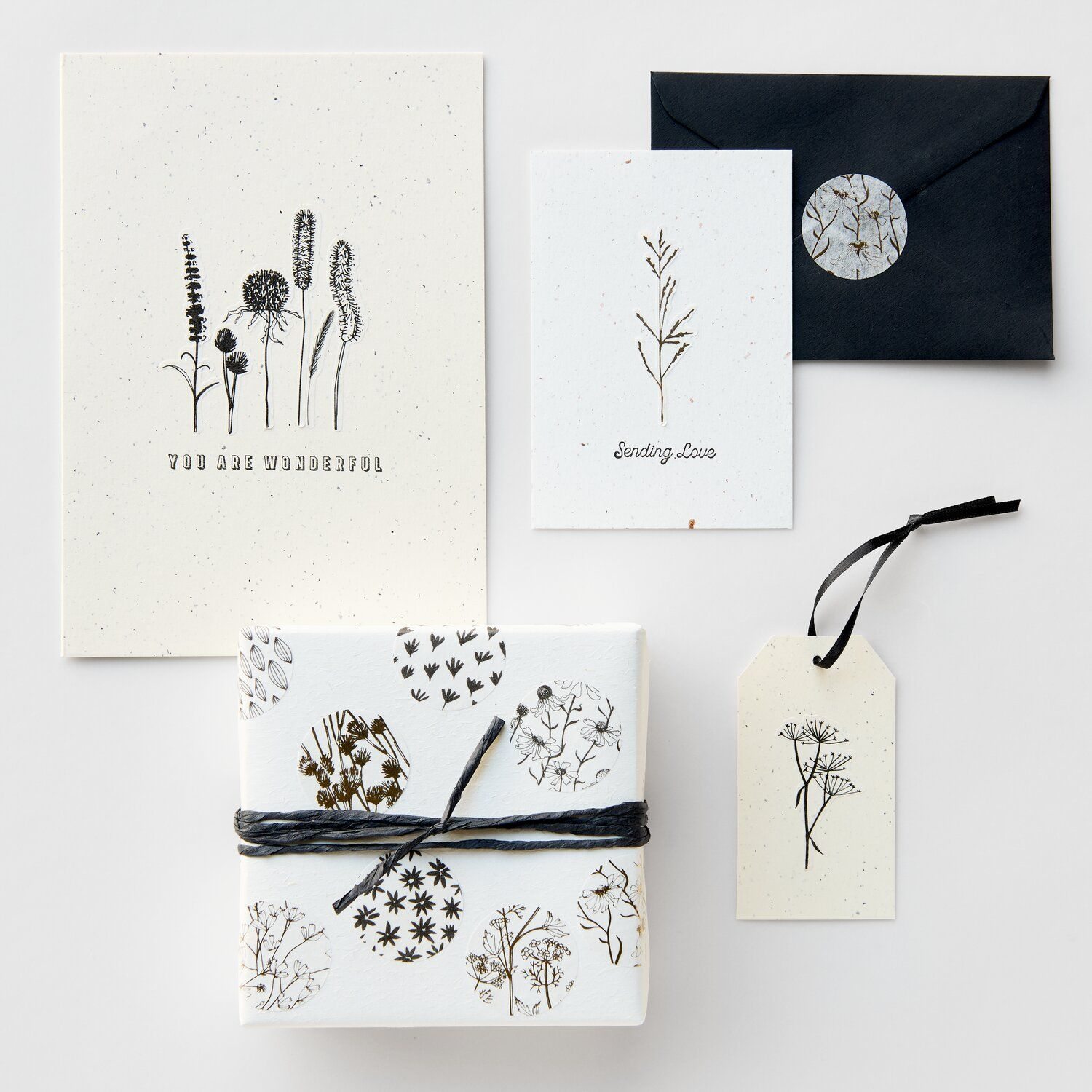 Washi Sticker in schwarz auf Geschenk und Karten