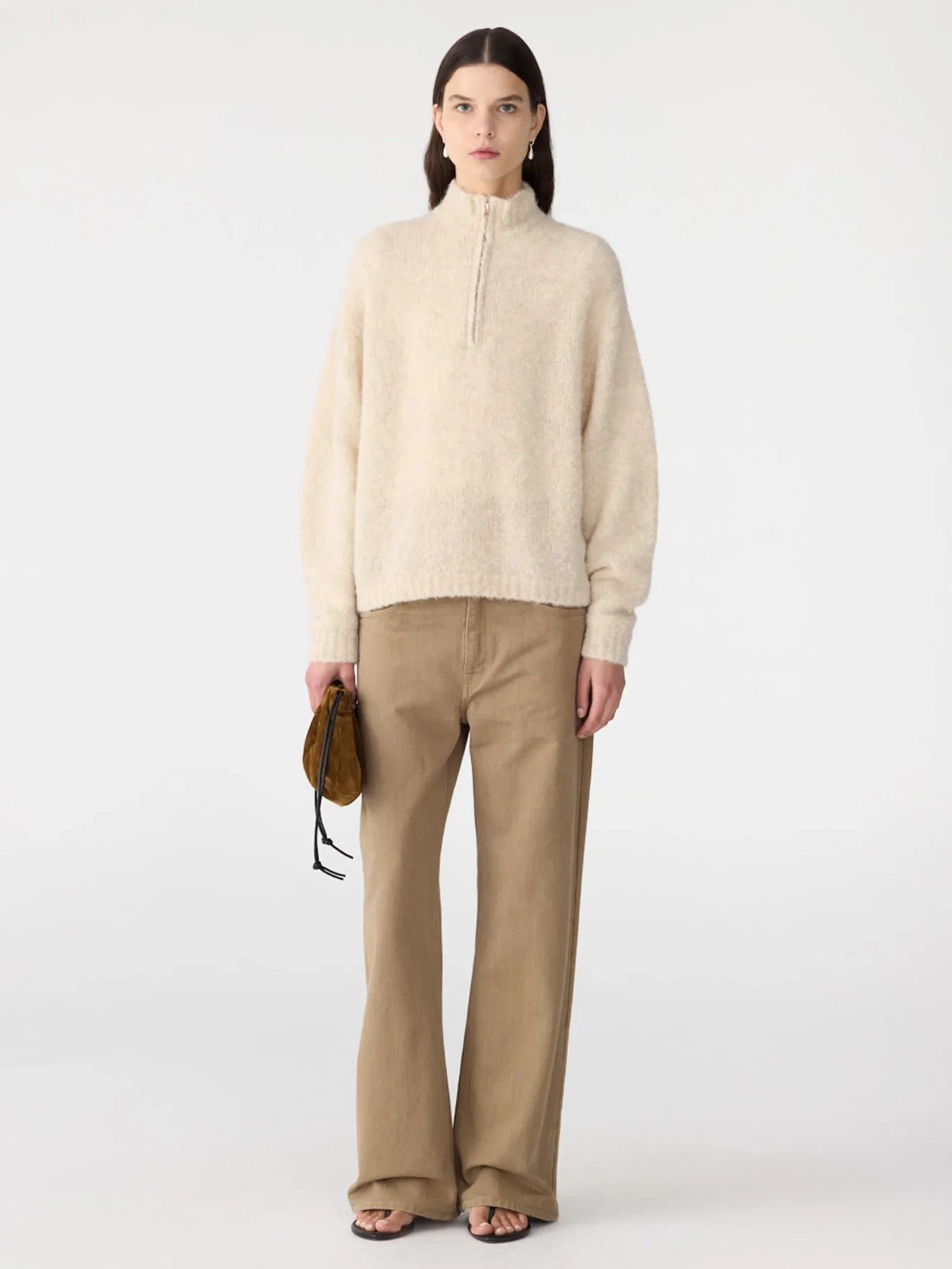 Image of Wool Alpaca Zip Up Knit