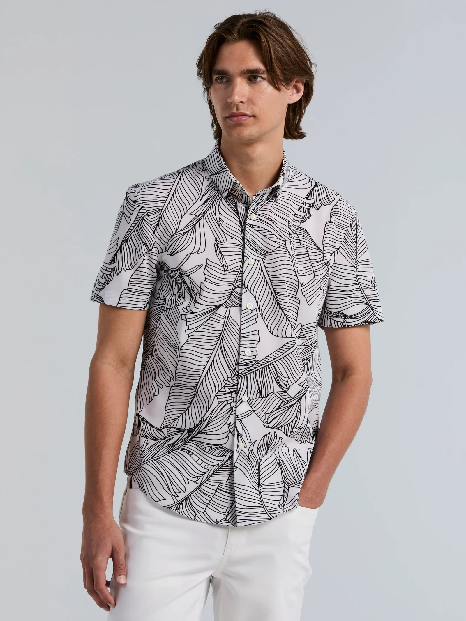 Slim Fit Total Stretch Botanical Print Shirt
