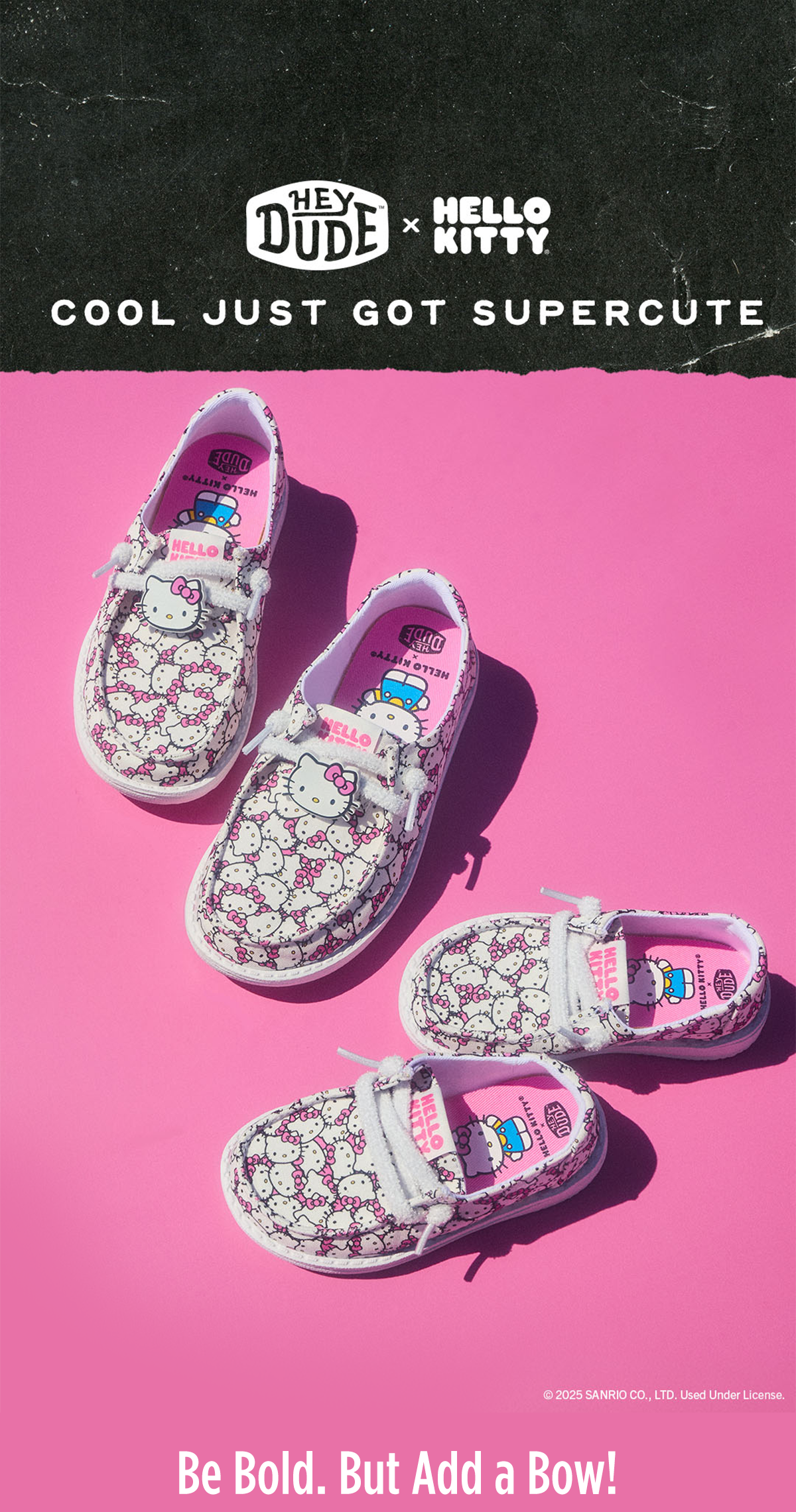 Heydude x Hello Kitty | Cool Just Got Super Cute| Image of Hello Kitty Themed Heydude Sneakers