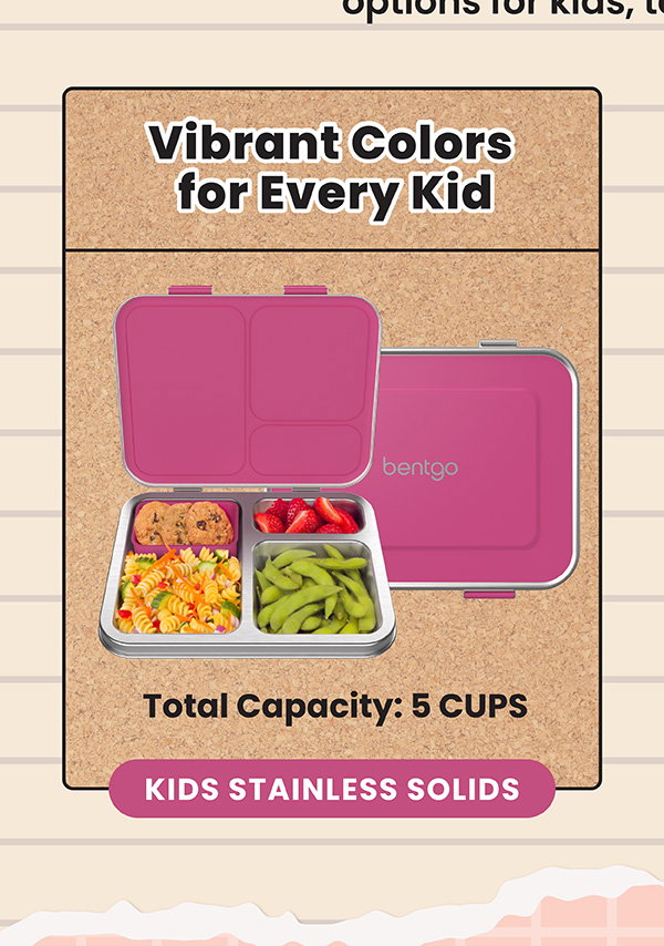 Vibrant Colors For Every Kid - Total Capacity: 5 Cups - Kids Stainless Solids