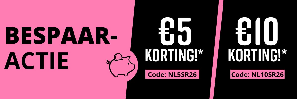  Bespaaractie, €5 korting / €10 korting