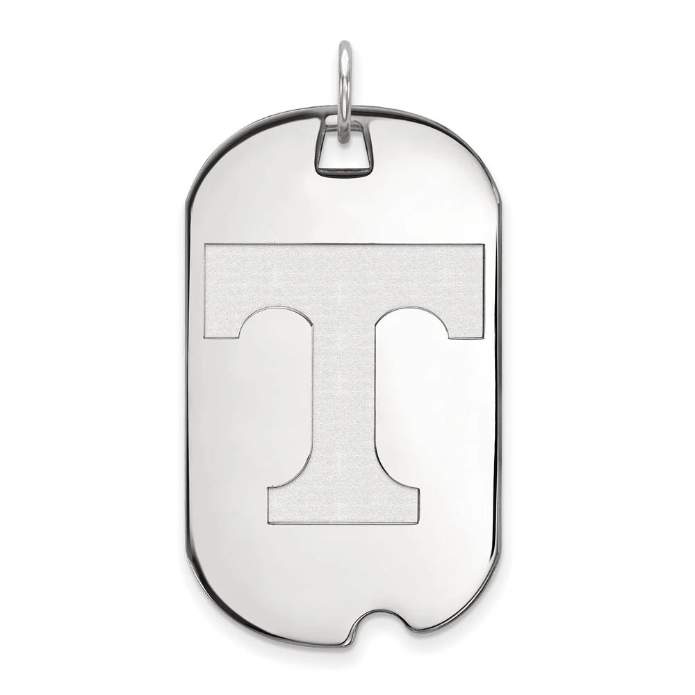 10k White Gold U. of Tennessee Large Initial T Dog Tag Pendant